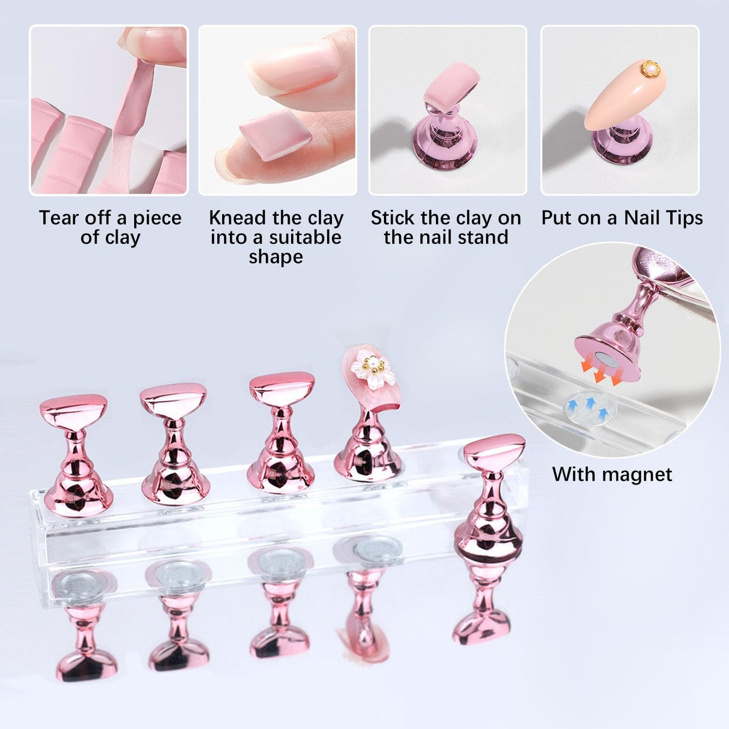 Nail Art Tools,Nail Art Brush,2 sets Nail Stand,5 PCS Dual Tipped Nail Dotting Tool and Sculpture Pen, Acrylic Silicone Nail Pen
