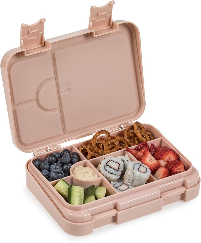 nouka Design Bento Lunch Box | Easy to Open Latches | Spill Proof Design | 6-Compartment Removable Tray | Garden