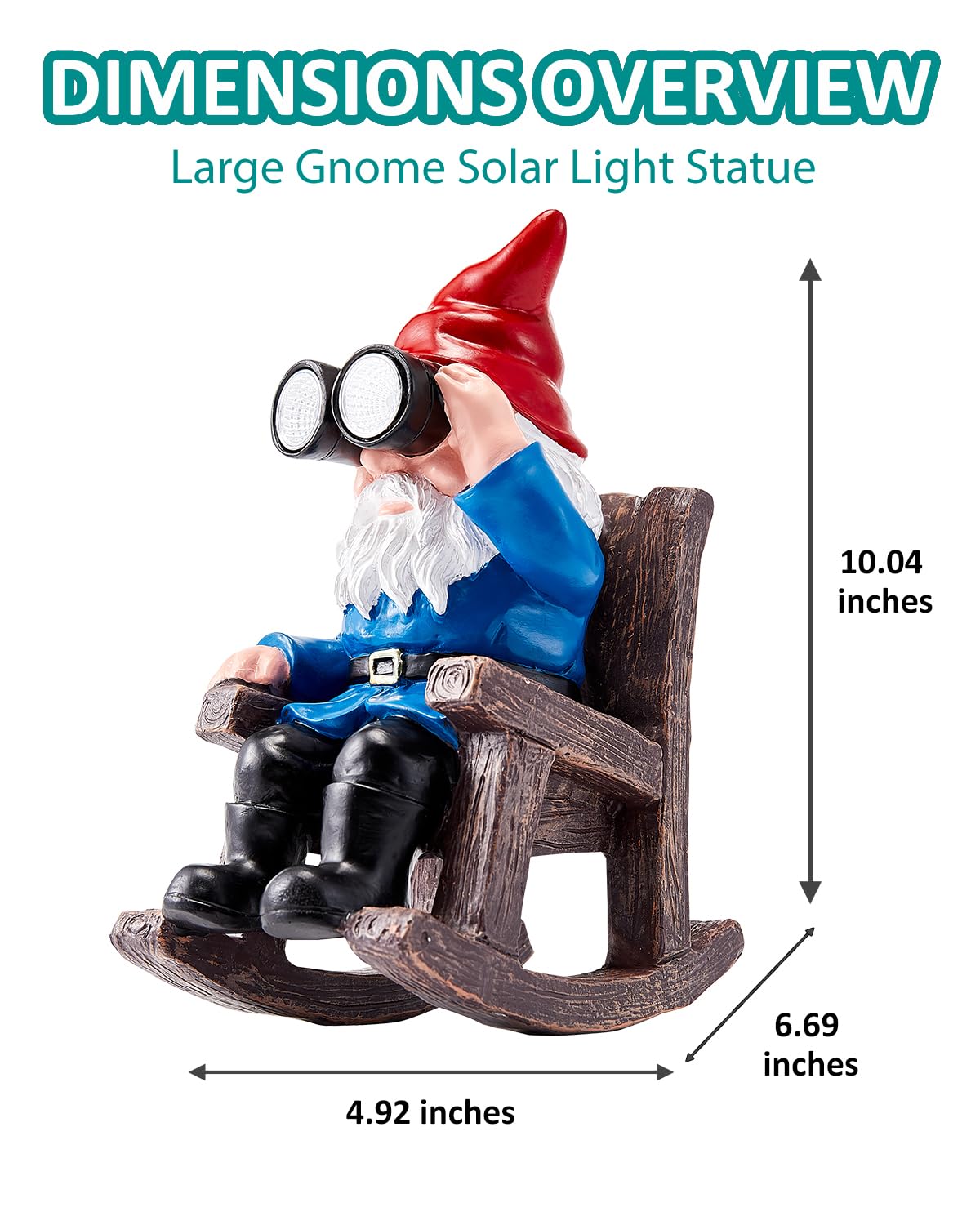Galotrek Solar Garden Gnome Statues Resin Gnome Figurines Sitting On Rocking Chair Outdoor Telescope Gnome Gifts For Yard  Patio Decor Gift
