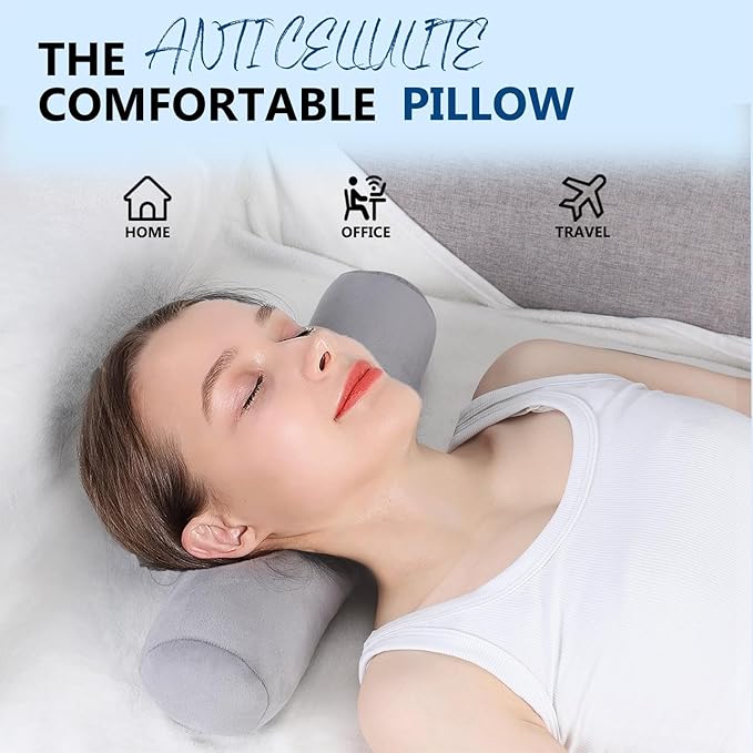 Health Cervical Neck Roll, Comfortable and Highly Resilient Bolster Pillows, Round Neck Pillows Support for Sleeping | Large Size Bolster Pillow for Bed, Legs, Back and Yoga (Grey)