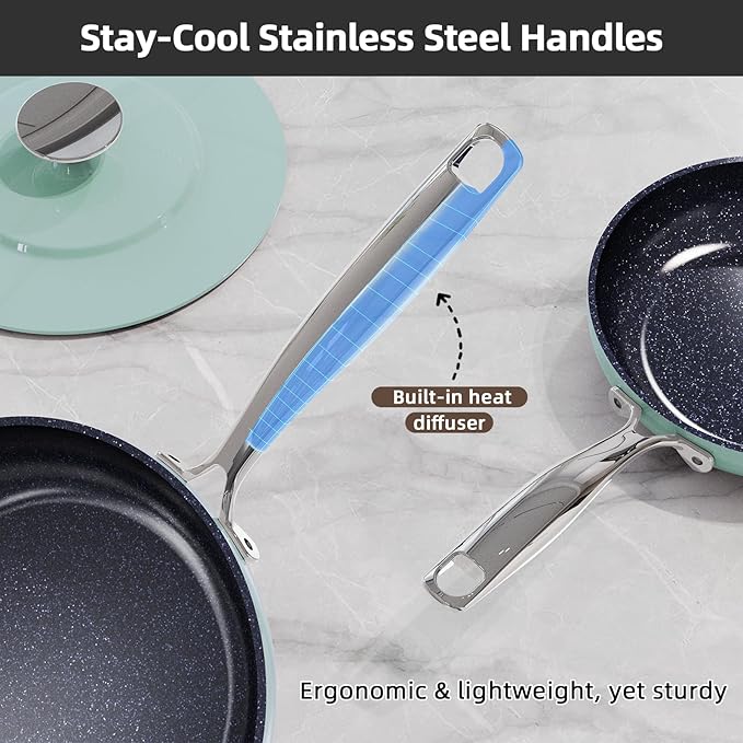 Nuwave Lux 13pc Forged Lightweight Cookware Set PFAS Free, Healthy G10 Duralon Ceramic Coating, Ultra Non-Stick, Stay-Cool Handles, Works on All Cooktops & Induction Ready
