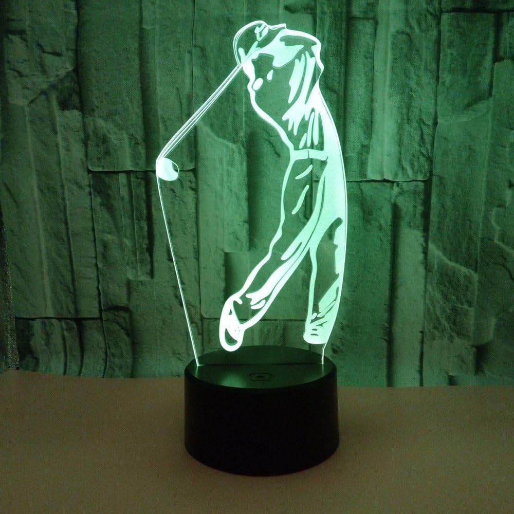 WMH 3D Golf Desk Lamp 7 Colors Changing Touch Switch LED Night Light with USB Powered for Home/Office Decorations/Gifts
