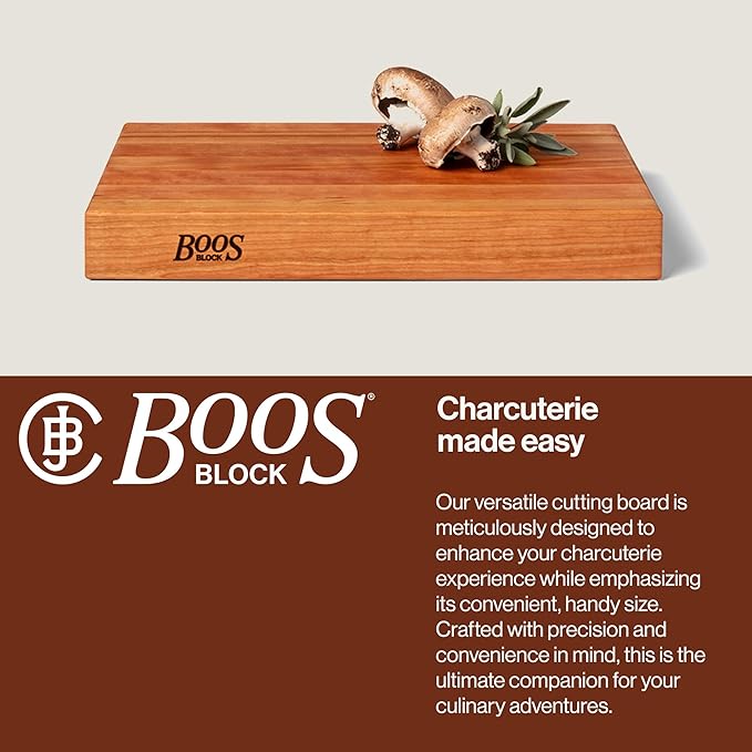John Boos RA-Board Series Rectangular Wooden Maple Cutting Board 18”x12” – 2.25” Thick, 15-lb Reversible Butcher Block with Edge-Grain & Finger Grips – Made in the USA