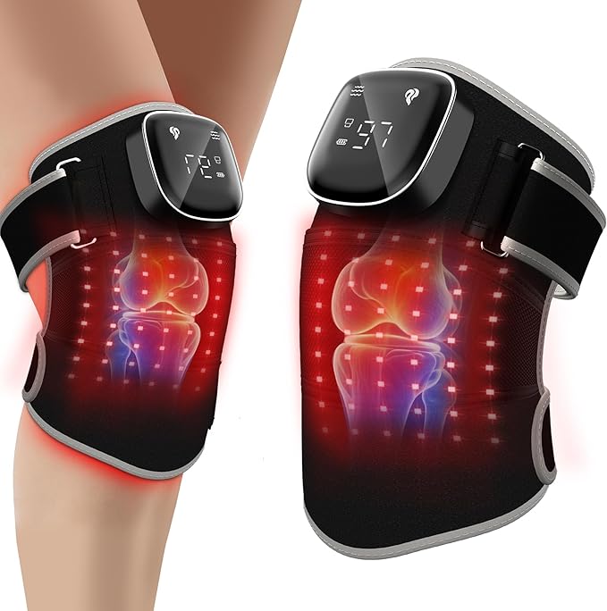 RAYOCON Red Light Therapy for Knee: Knee Massager with 6 Heat and 5 Vibration Cordless Rechargeable Electric Heated Knee B...