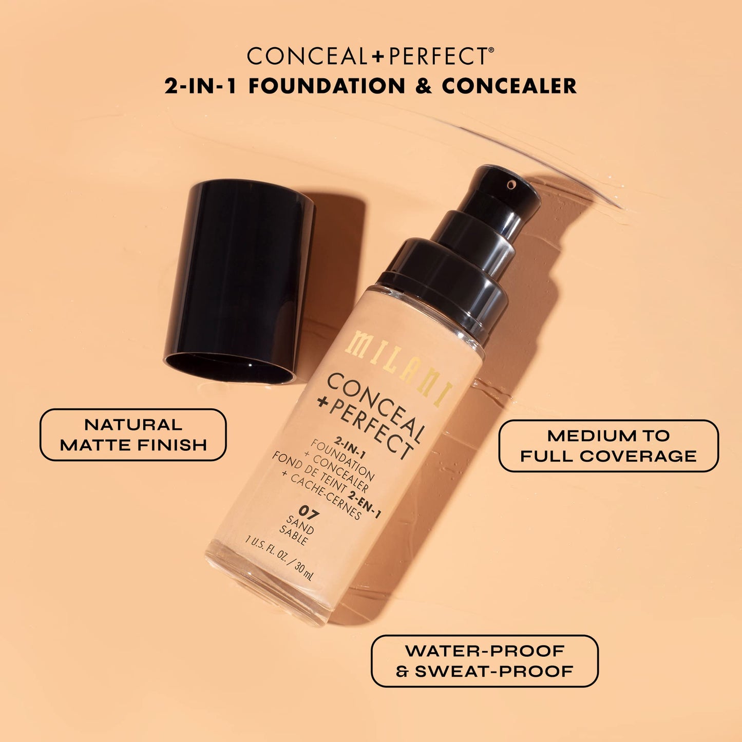 Milani Conceal + Perfect 2-in-1 Foundation + Concealer for a Flawless Complexion, Under Eye Corrector, Cover Redness and Imperfe