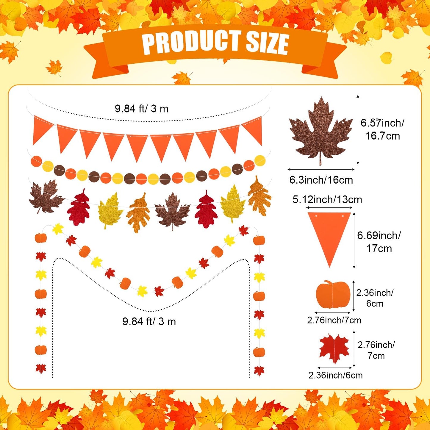 Yexiya 18 Pcs Thanksgiving Fall Party Decoration Includes Fall Paper Lanterns Autumn Paper Fans Pompoms Maple Leaf Garlands Flower Balls Hanging Ceiling Decorations For Thanksgiving Harvest Wedding
