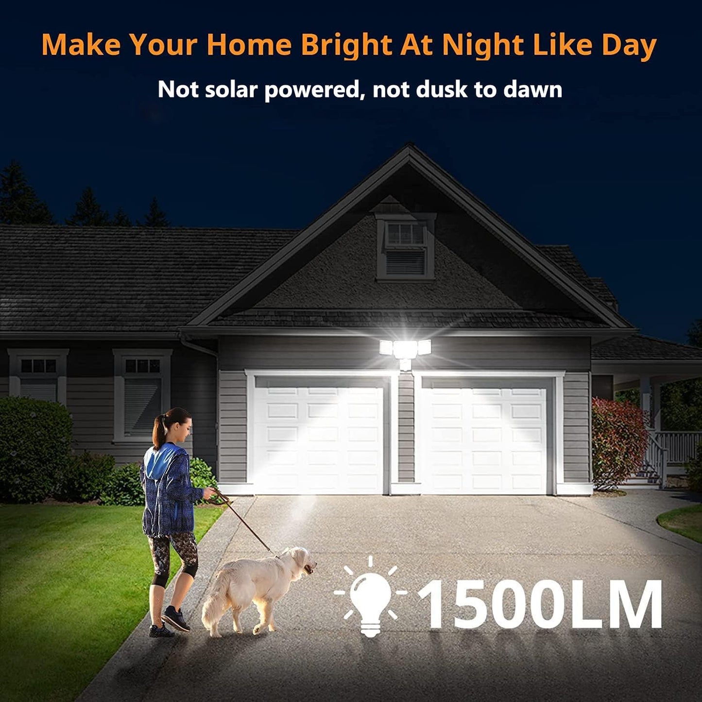 LEPOWER Battery Powered LED Flood Light 1500LM Motion Sensor IP65 Waterproof White Model YY03E-WH