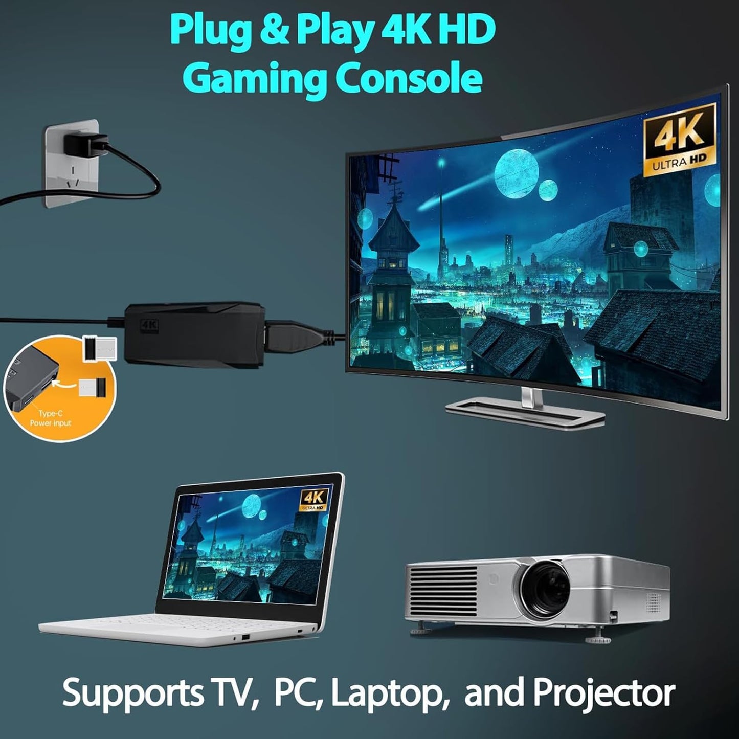 Retro Gaming Console,Vide Game Consoles with 4K HDMI,18 Classic Emulators,Plug and Play,20000+ Games Built-in Classic Video Games