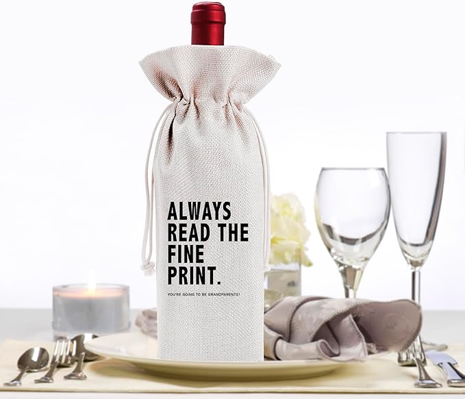 Pregnancy Announcement Grandparents Gifts Wine Bag, Pairs Well With Becoming Grandparents, Gift For New Grandpa Grandma, Baby Announcement, Baby Shower, Drawstring Wine Bag, Party Decorations-25