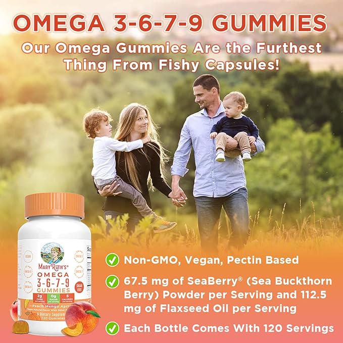 Mary Ruth's Omega 3-6-7-9 Gummies, 120 CT