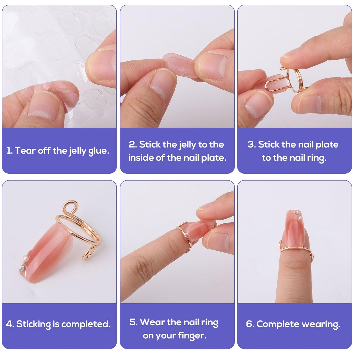 20pcs Wudu Nail Rings, Adjustable Metal Finger Nail Rings for Women with 120pcs Adhesive Tabs Reusable Detachable Fingernail Jew