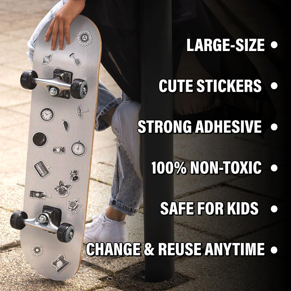 Vintage Science and Curiosity Stickers Pack 108Pcs Black White Retro Vinyl for Journals Laptops Scrapbooking DIY Crafts Students Thinkers Laptop Bike Wall