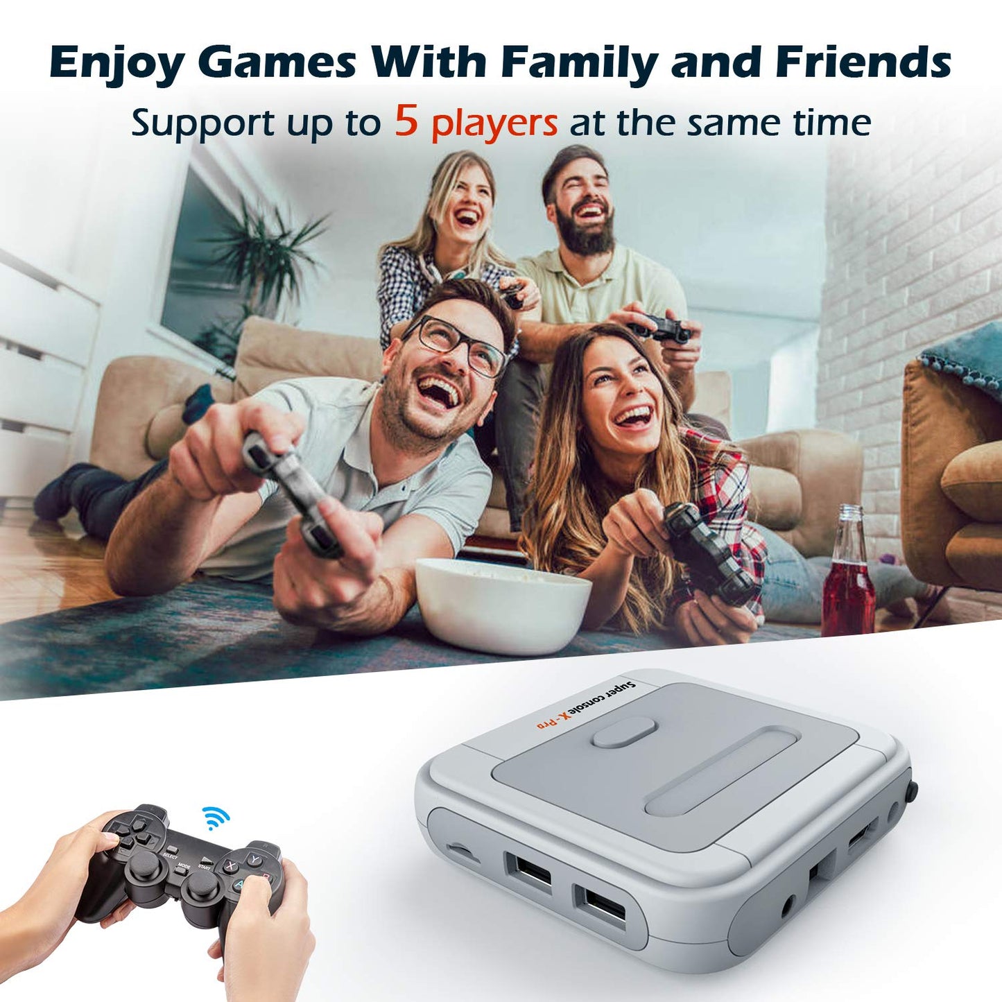 Kinhank Super Console X Retro Video Game Console Built in 117,000+ Games,Emulator Console Compatible with Most Emulators,Game Consoles for 4K HD Output,5 Players,LAN/WiFi,2 Gamepads (128GB)