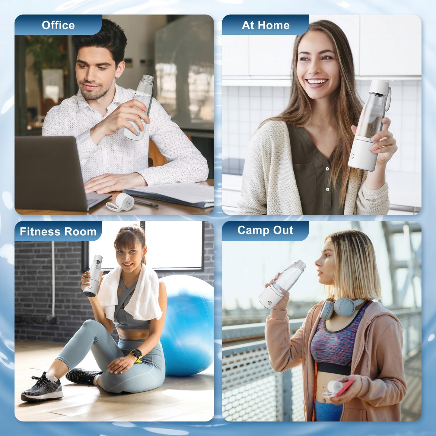 5000PPB Hydrogen Water Bottle Generator 3 in 1 Hydrogen Water Generator Machine with SPE & PEM Technology Portable Hydrogenated Water Bottle Inhalation for Healthy Hydration/White
