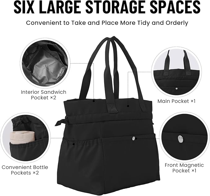 MEXS Lunch Bag for Women Reusable Drawstring Insulated Lunch Box Stain-Resistant Large Cinch Closure Lunch Bags for Work Office