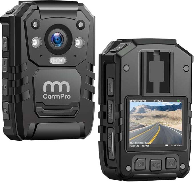 CammPro I826 1296P HD Police Body Camera,128G Memory,Waterproof Body Worn Camera,Premium Portable Body Camera with Audio R...