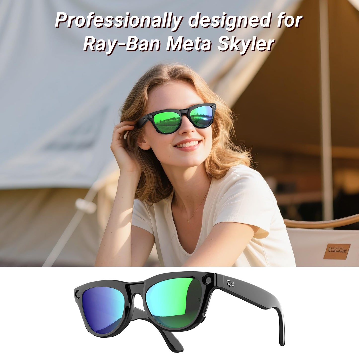Hibloks 4Pcs Polarized Clip For Ray-Ban Meta Skyler (Rw4010 52-20) Smart Glasses, Black Frame Discoloration Clips For Ray-Ban Sk