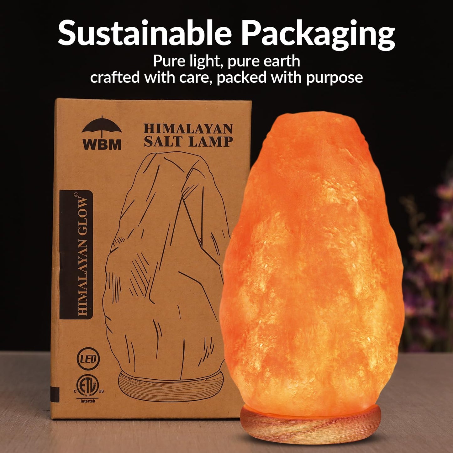 Himalayan Glow Usb Himalayan Salt Lamp - Touch Dimmer, Wooden Base, Led Bulb, 5-7Lbs, Salt Lamp