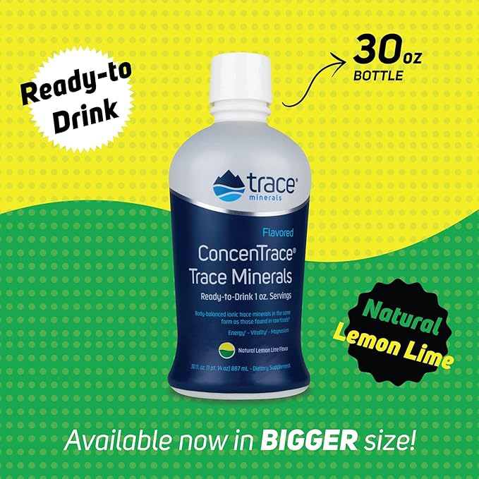 Trace Minerals ConcenTrace - Liquid Mineral Supplement with Magnesium & Vitamin C - Dietary Supplement with White Grape & Lemon Juice - Natural Lemon Lime Flavor, 30 fl oz (30 Servings)