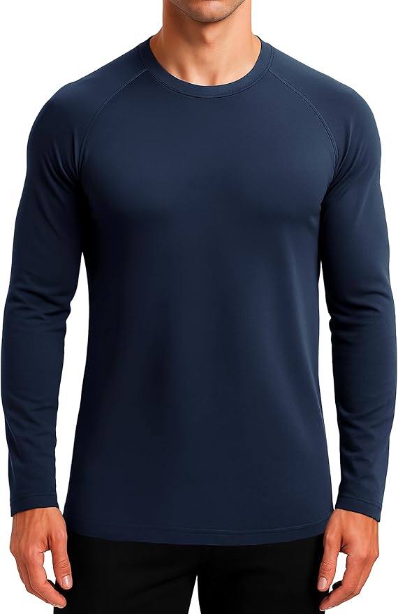 NASBING Mens Thermal Long Sleeve Shirt Base Layer Cold Weather Fleece Lined Underwear Tops Winter Undershirt