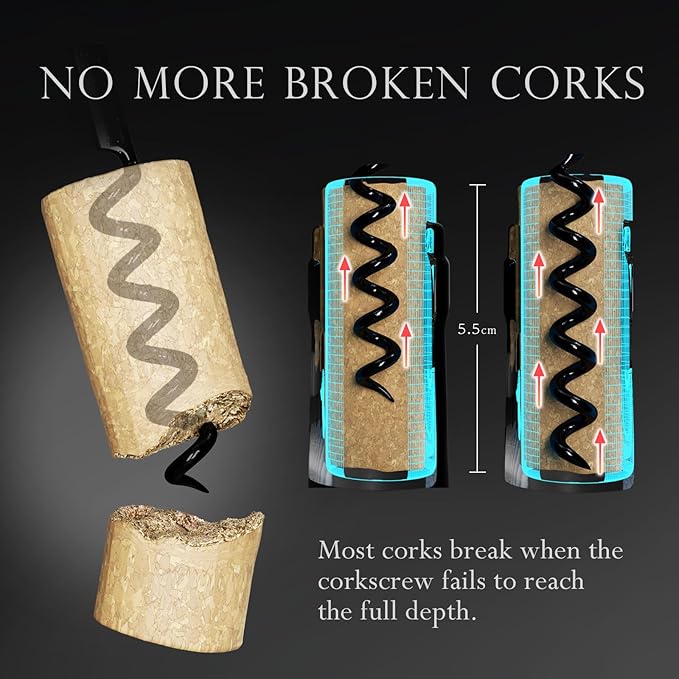 Zero Resistance Corkscrew Silent Wine Bottle Opener Waiters Corkscrew Wine Key Made in Japan (6-Coil Long Corkscrew)