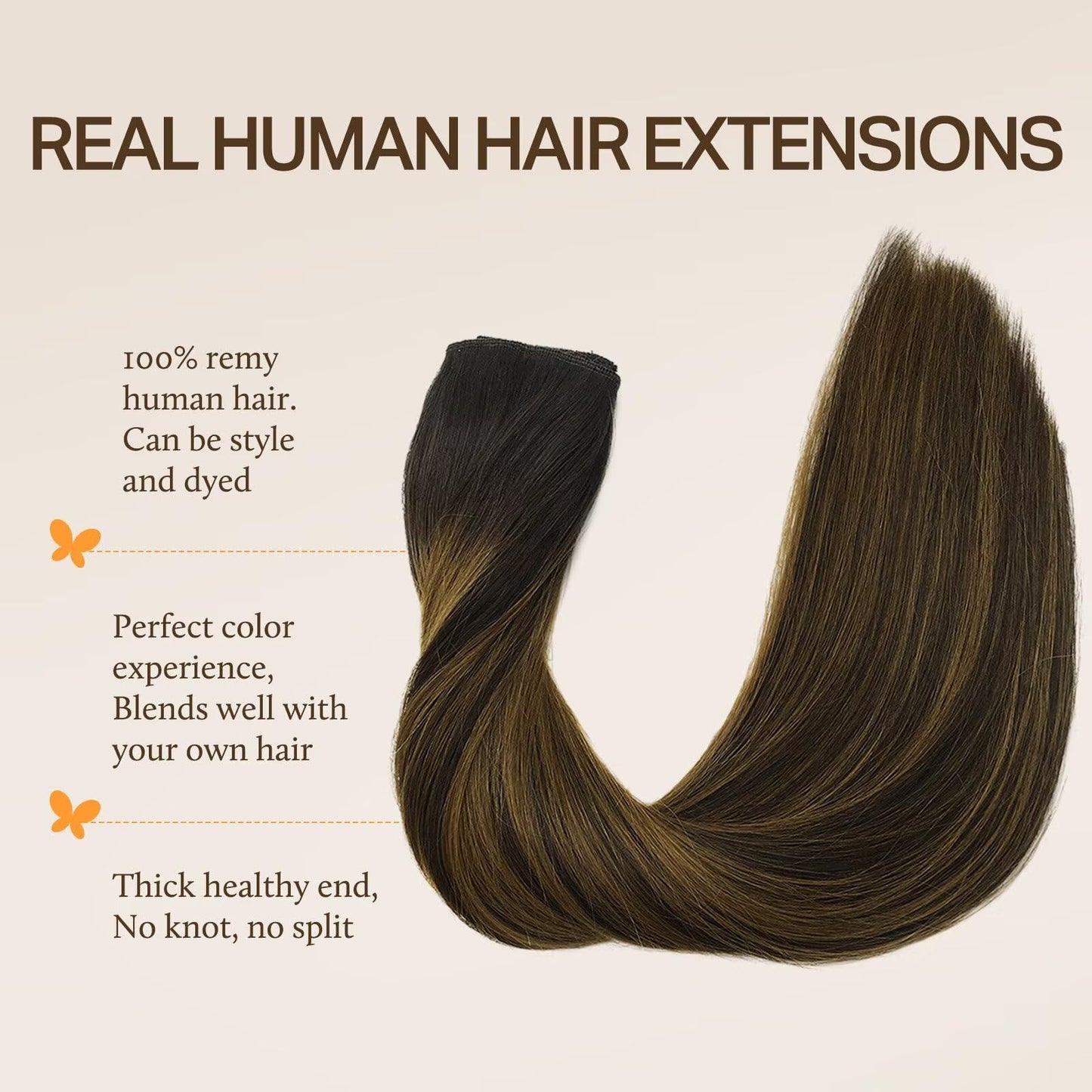 DOORES Wire Hair Extensions, 20 Inch 110g Fish Line Weft Extensions and 2pcs 30g Clip ins Light Blonde Highlighted Golden Blonde