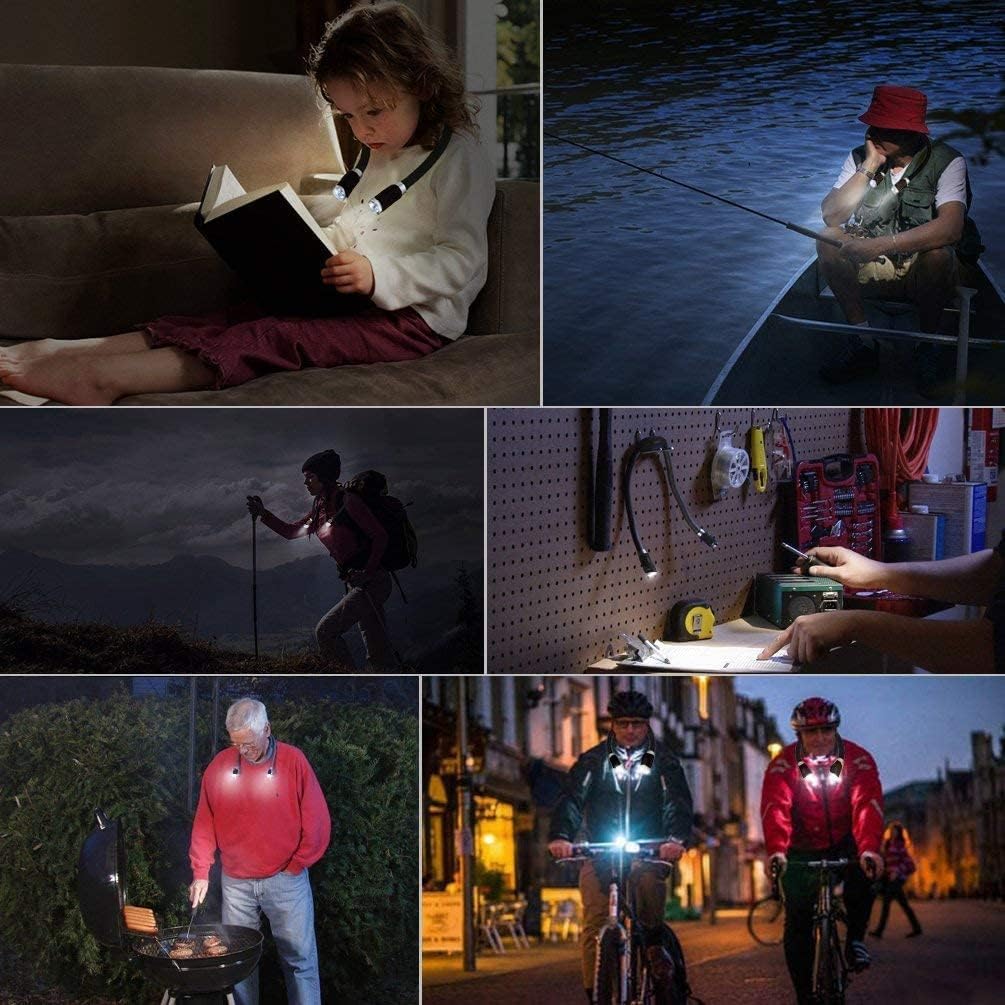 Ledgle Led Neck Reading Light - 3 Color Temperatures, 6 Brightness Levels, Flexible Neck, Black, Perfect For Reading, Knitting, And Repairing