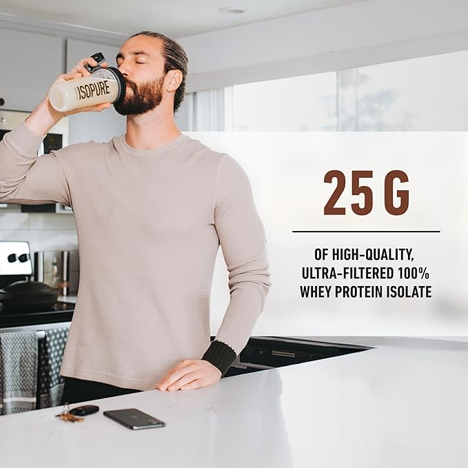 Isopure Low Carb 100% Pure Whey Isolate Protein Powder, Lactose Free, Gluten Free, With Vitamins, Dutch Chocolate, 25g Protein Per Serving, 4.5 Lbs, 62 Servings (Packaging May Vary)