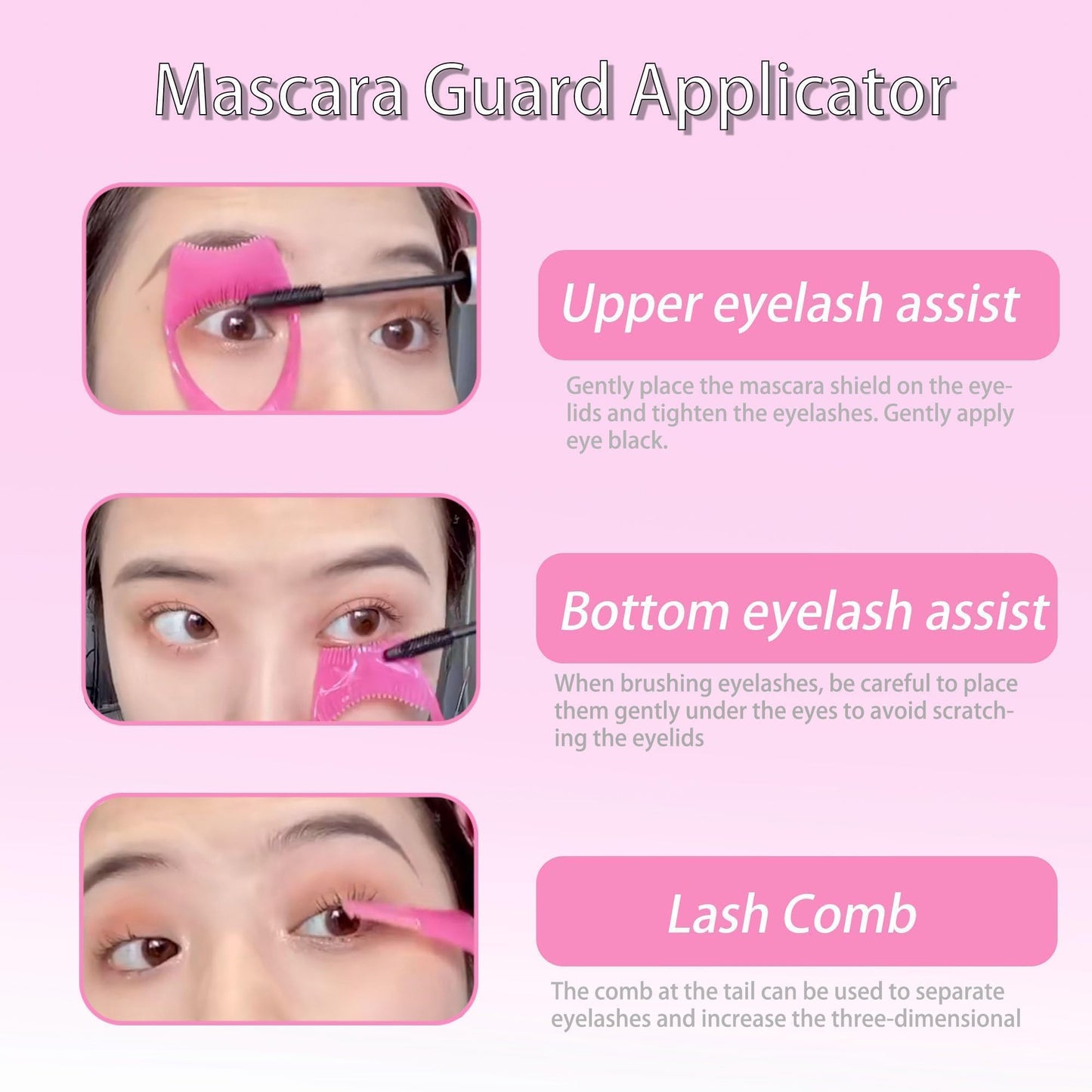 Mascara Shield Lash Buddy Applicator Tool NINGLASH 3 Pcs Lash Applicator Makeup Cosmetic Mascara Guard Eyelash Tool, 3 in 1 Eyel