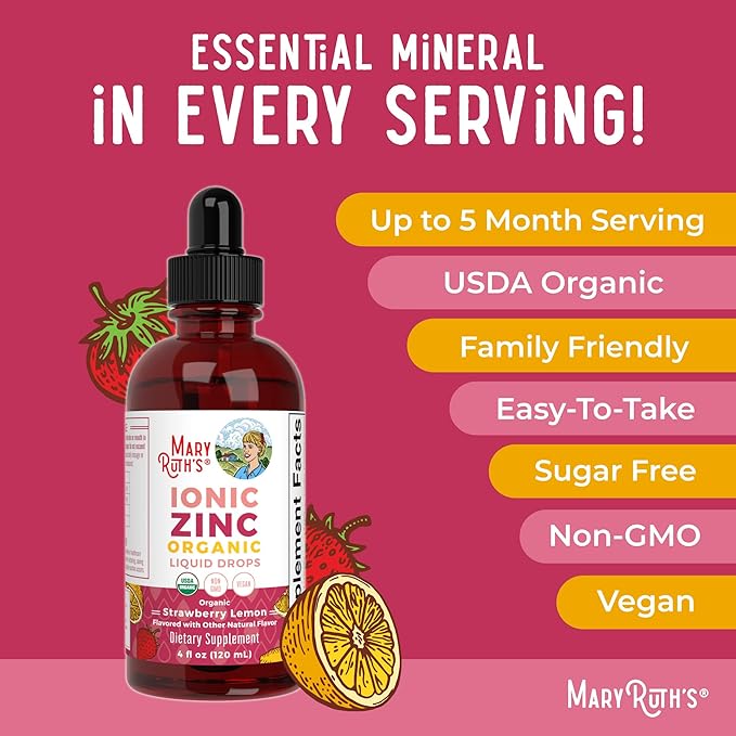 Mary Ruth's Organic Strawberry Lemon Ionic Zinc, 4 FZ