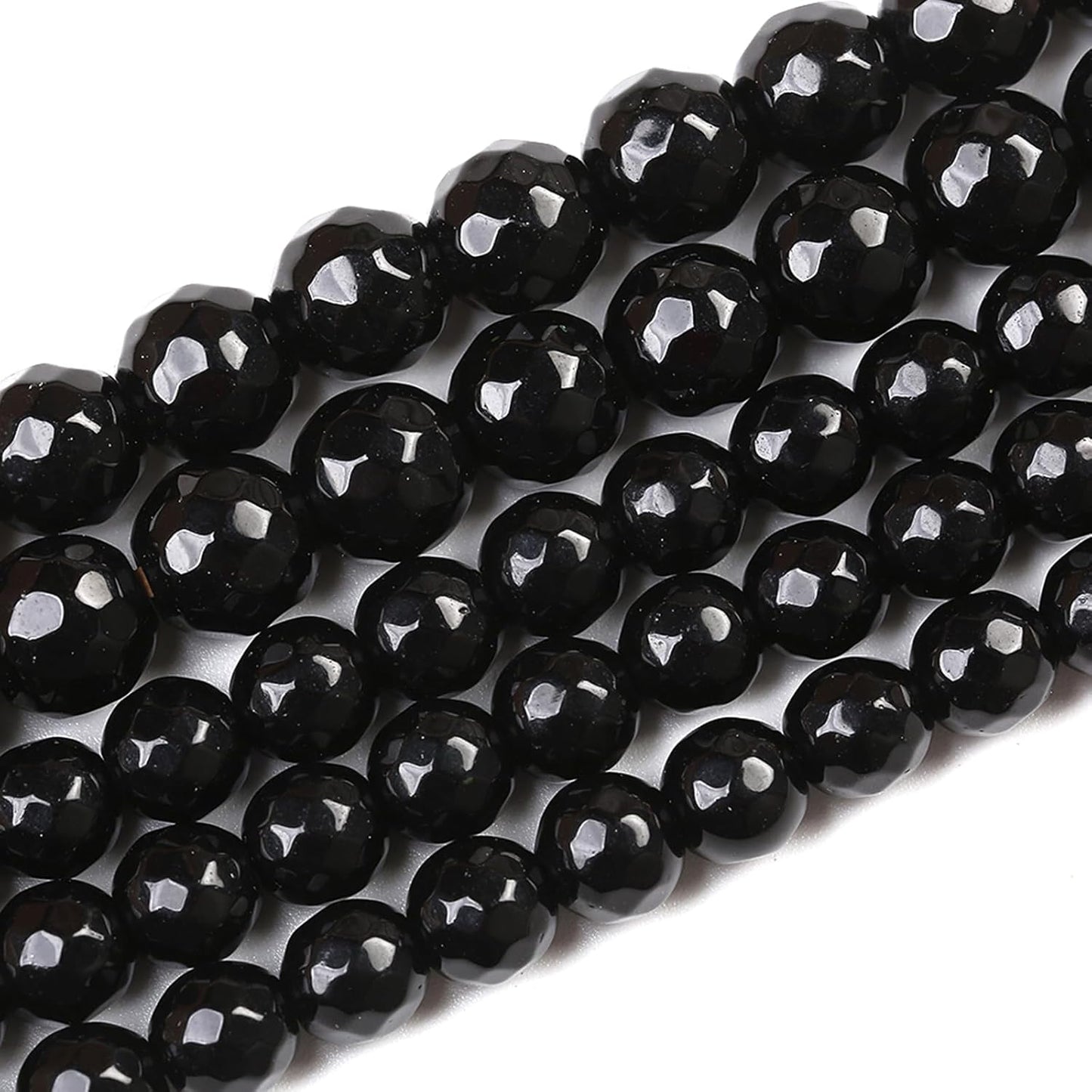 90pcs 4mm Natural Faceted Black Agate Stone Beads for Jewelry Making Energy Healing Beads DIY Bracelet Necklace Accessories 15" (4mm, Faceted Black Agate)