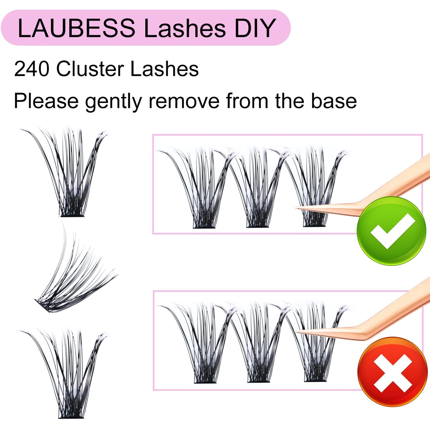 Eyelash Clusters LAUBESS Lash Clusters Individual Lashes Cluster Eyelash Extensions DIY at Home Waterproof Cluster Lashes (40D-0