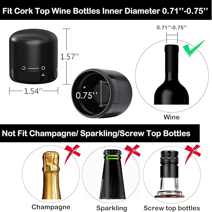 Wine Stoppers for Wine Bottles, Silicone Reusable Corks Wine Preserver, Cute Wine Accessories - Set of 2