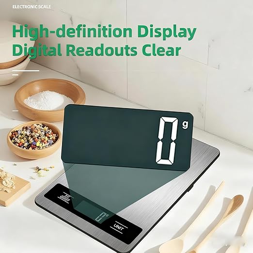 Digital Kitchen Scale 15kg/33lb, Stainless Steel Platform Food Scale with High Precision 1g/0.04oz, Gram Ounces Conversion, LCD Display, Easy Clean, Waterproof, for Cooking Baking Shipping (Silver)