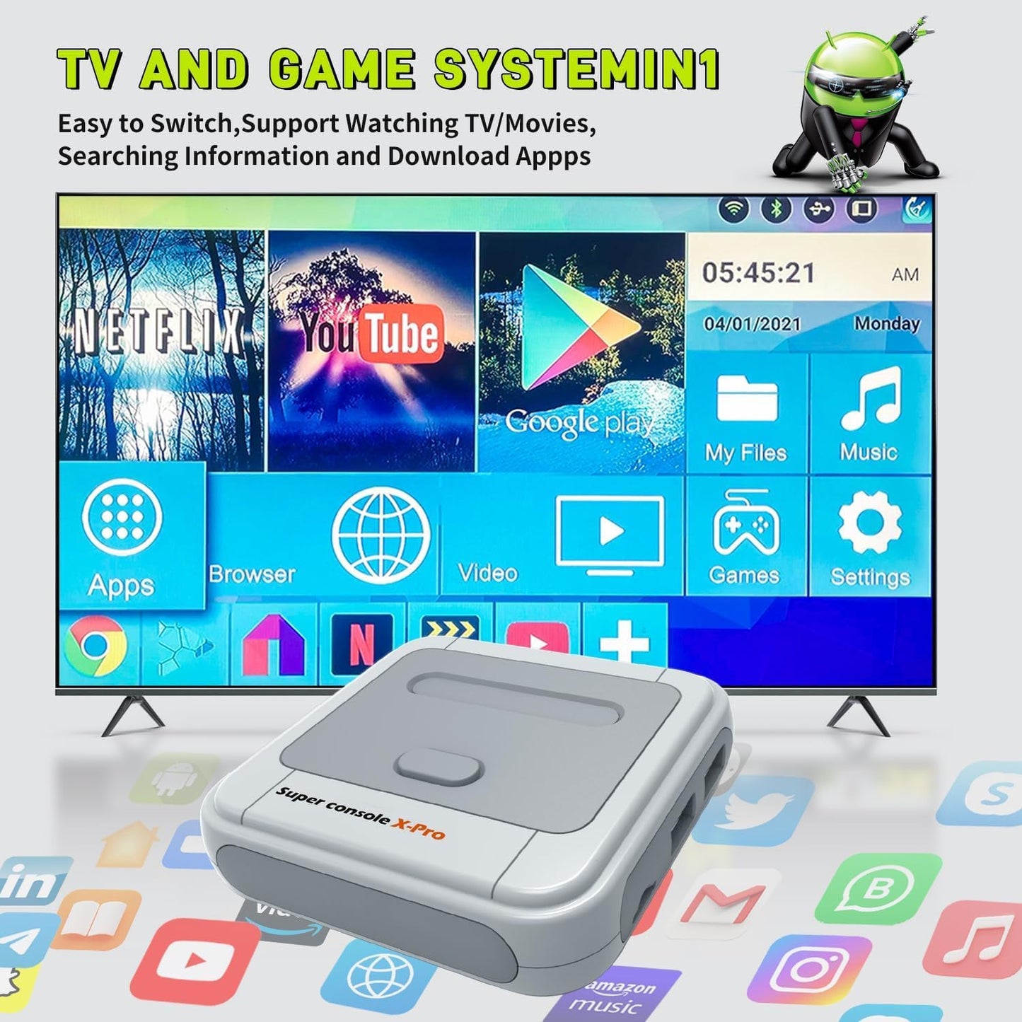 Super Console X Pro Retro Game Console with 117000+ Games, 4K TV HD/AV Output Video Game Console, TV & Game System in 1,Compatible with 63+ Emulators,with 2 Wireless Controllers
