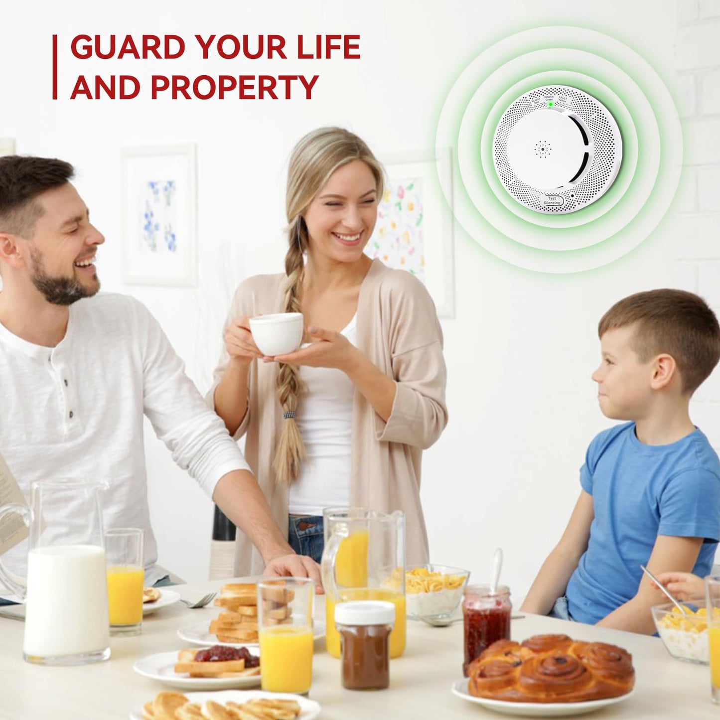 WeGoIOT Smoke & Carbon Monoxide Detector, 3-Year Battery Powered,Photoelectric Smoke Alarm with Test/Silence Button, Sound Warning and LED Light Indicators, JTY-GW-YB0520