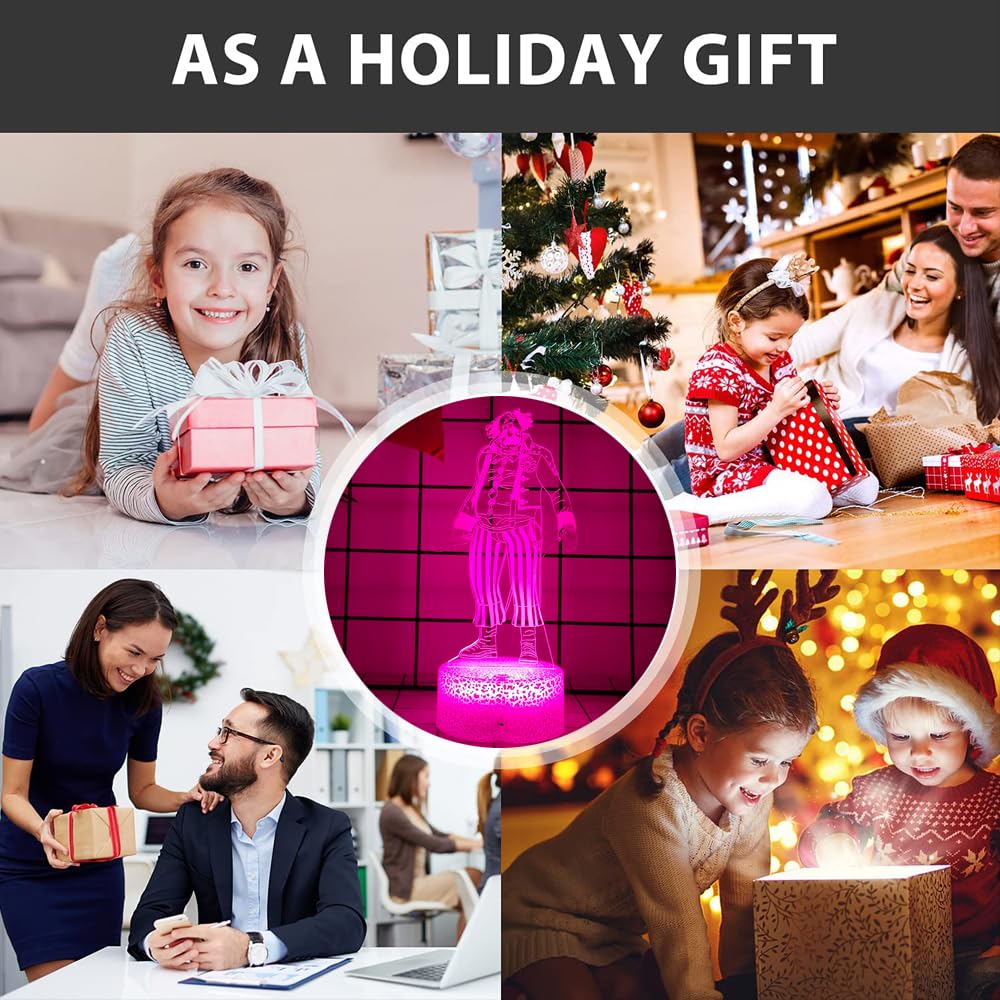 Mzcyfuy 3D Night Light USB Desk Lamp, 16 Color Changing, Clown Design, Multicolor, Model ZRKJ01