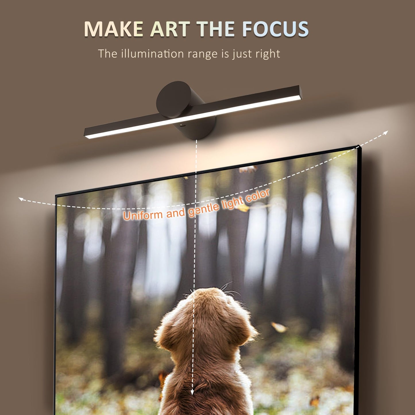 Zitostory Battery Operated Picture Light With Remote Wireless Dimmable Art Lights For discomfort-reducingtings Rechargeable Gallery Light Artwork Lighting For Canvas  Portrait (Black 16 Inch)