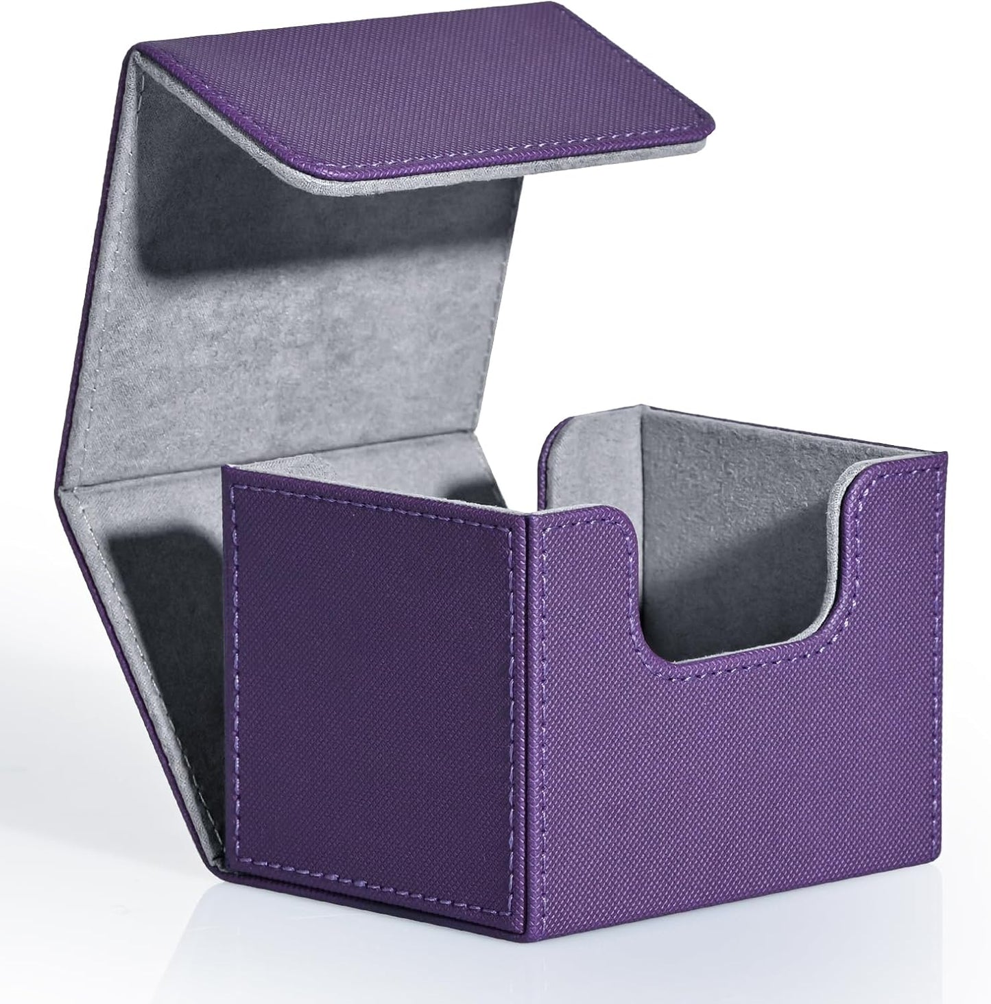 ZLCA Card Deck Box for Trading Cards, MTG Commander Deck Box Holds 120+ Single Sleeved, Leather Magnetic Card Storage Case Fits for TCG CCG Magic (Purple)