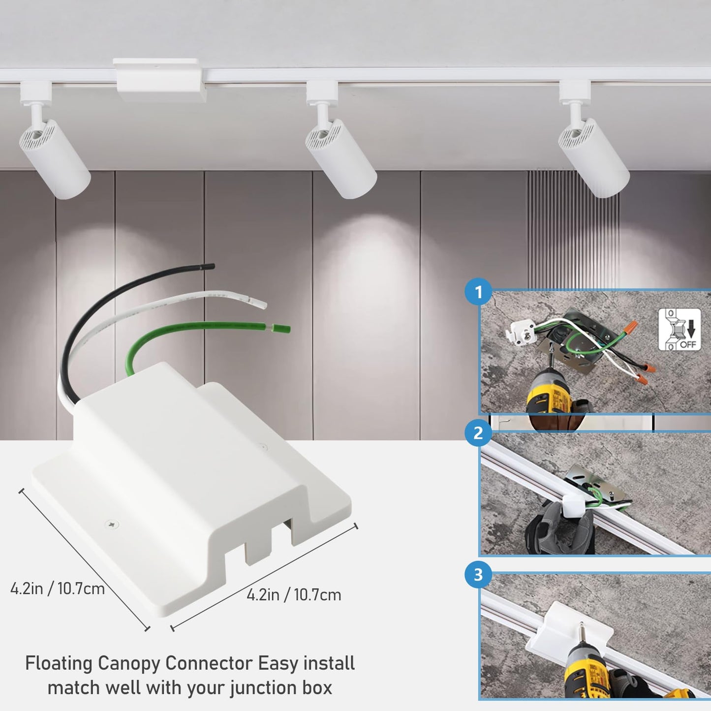 Hiiglxii 8-Light Led Track Lighting Kit With 6.6Ft H Track Lighting Rails & Floating Canopy Connector  Gu10 Track Light Kit  Modern Kitchen Track Lighting Fixtures Ceiling Spot Light  White (No Bulbs)