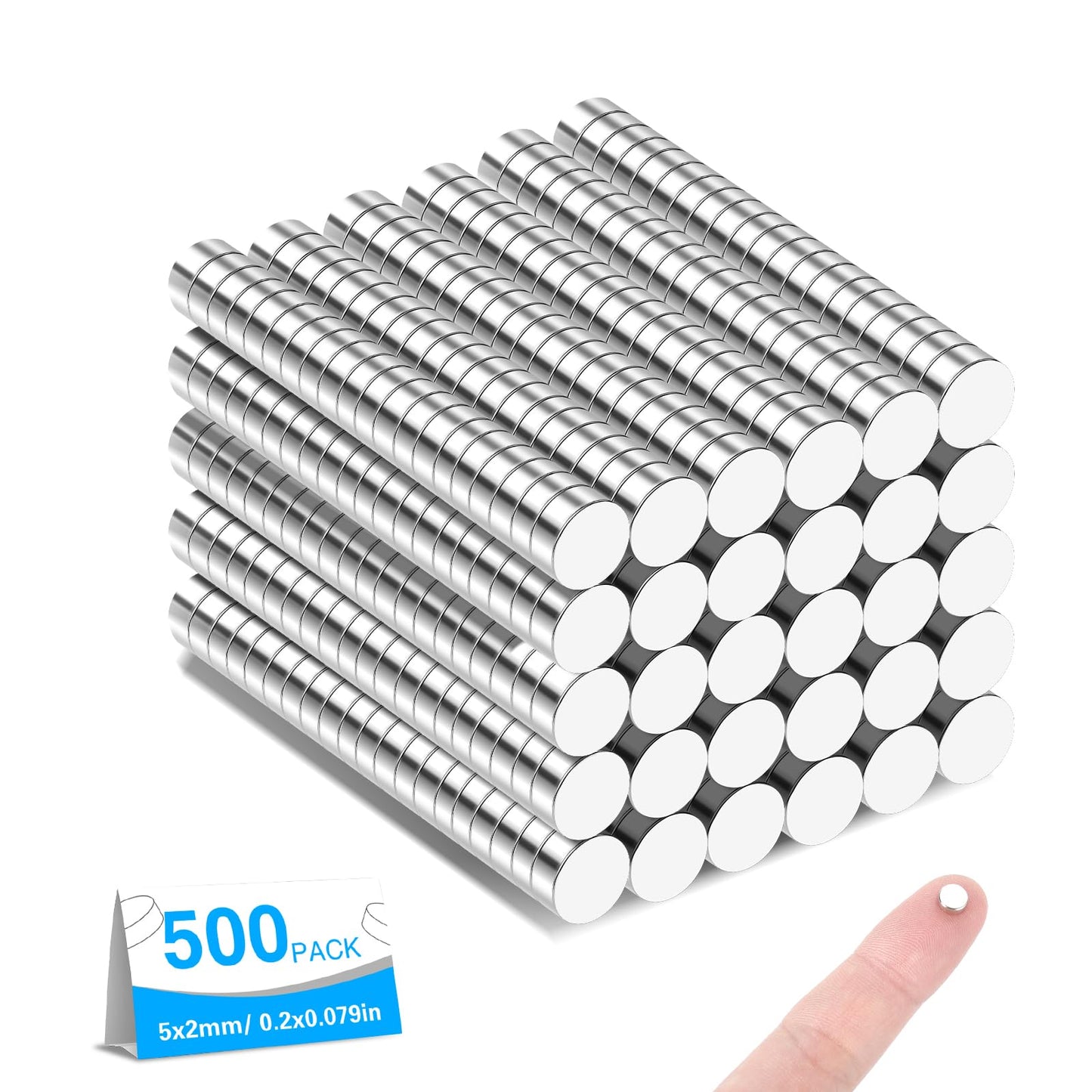 500 Pack Small Magnets, 5x2mm Refrigerator Magnets Rare Earth Magnets Neodymium Magnets for Crafts, Whiteboard, Kitchen Cabinet