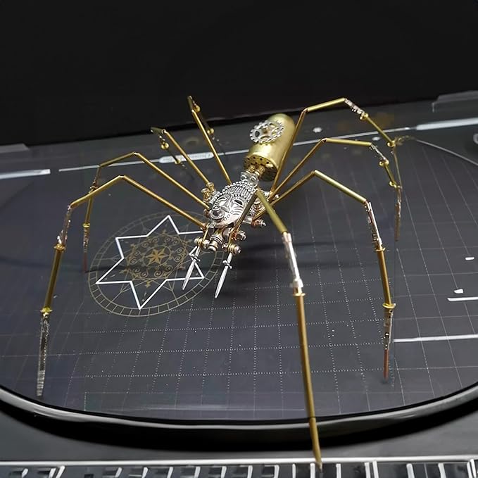 Steampunk Spider Metal Model Kit for Adults – DIY Mechanical Insect Sculpture with Brass Gear Details, 3D Retro Industrial Art Puzzle Craft for Home Office Decoration & Collectors Gift (Frons Spider)