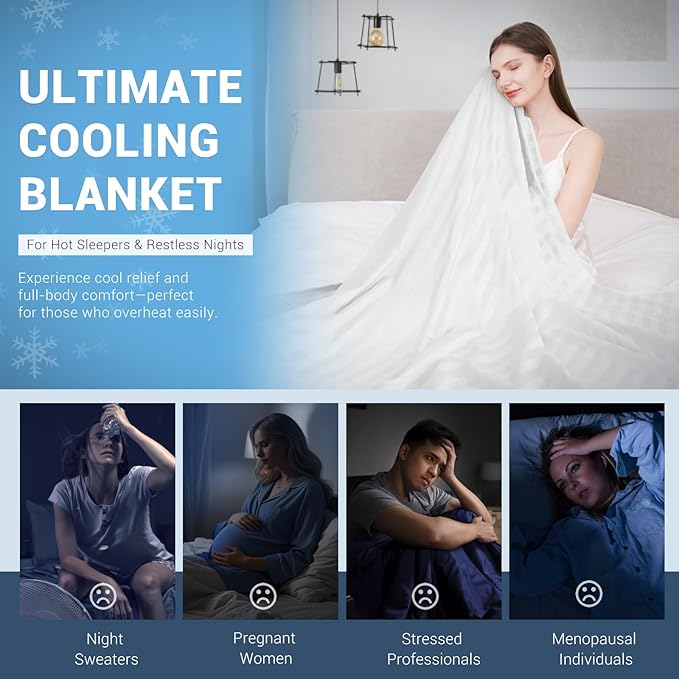 Elegear Revolutionary Cooling Blanket Queen, Absorbs Heat to Keep Body Cool for Night Sweats, Double Sided Arc-Chill3.0 Cool Fiber Q-Max>0.5, Lightweight Summer Cold Blankets Sleeping 79" x 86"