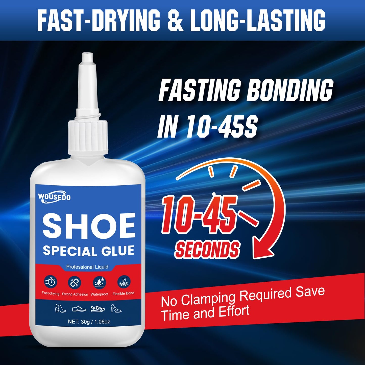 30g x 2 Pcs Shoe Glue - Quick Dry Strong Adhesive for Shoe Repair, Boots, Sneakers, Heels, Hiking Shoes, Leather, Handbags -Waterproof & Flexible.