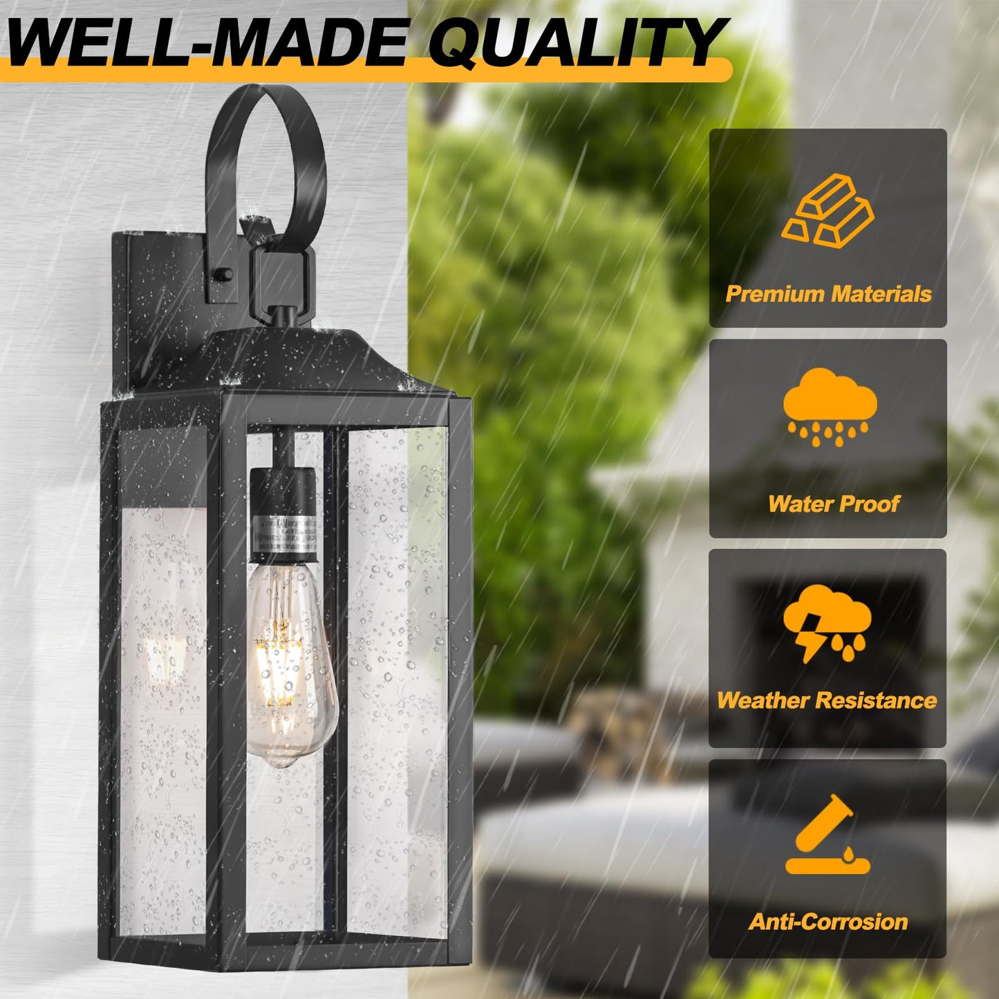 19 Large Outdoor Light Fixture 2 Pack  Porch Lights Sconce Exterior Lighting Fixtures  Black Outside Lights For House Modern Wall Lantern  Anti Rust Outside Coach Lamps For House  Doorway  Garage
