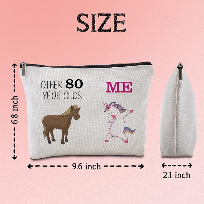 80th Birthday Gifts Women Travel Makeup Bag Funny Unicorn Gift Bag Other 80 Year Old Me Unicorn Best 80 Birthday Decorations for Her 80th Birthday Gift Ideas