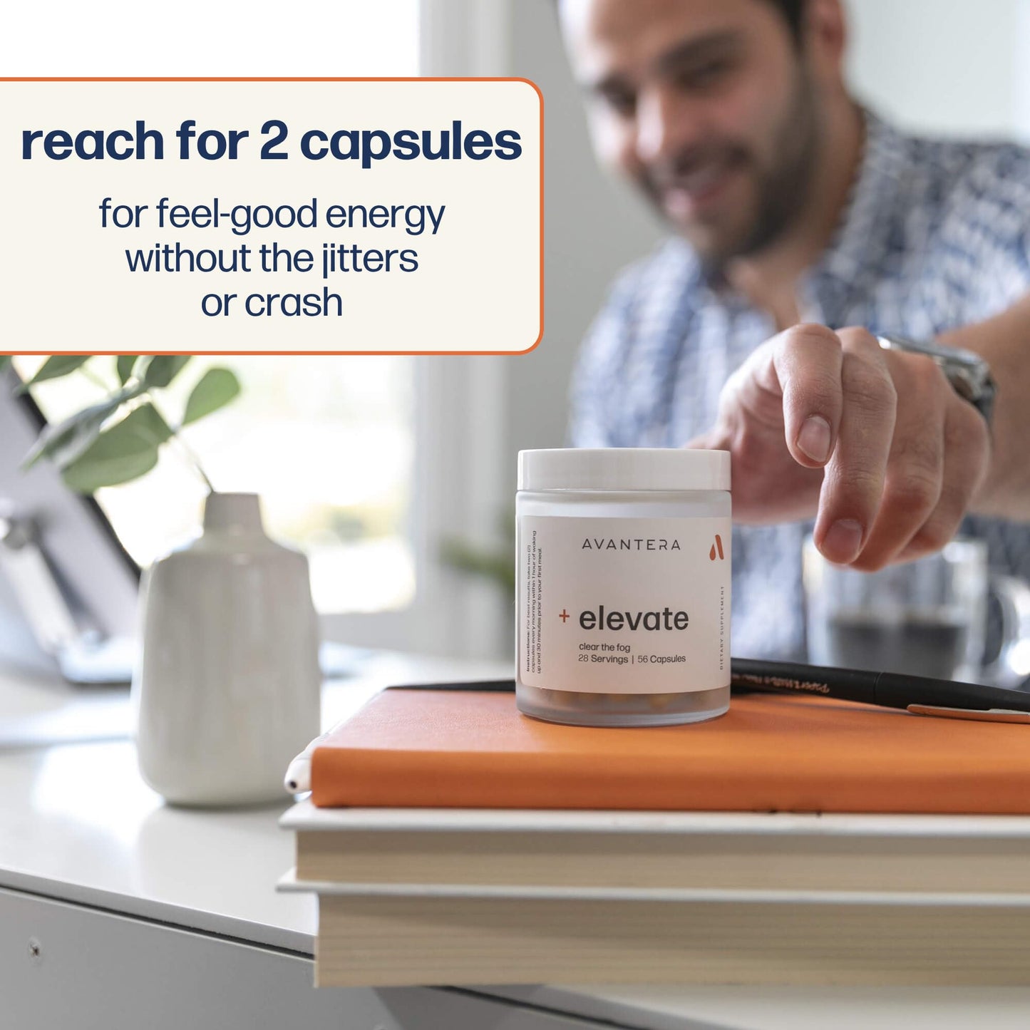 Avantera Elevate Premium Nootropic Supplement - Beat Brain Fog - Best Focus Supplements for Memory & Focus Support - Energy Without Crash - 56 Count Pills for Women & Men