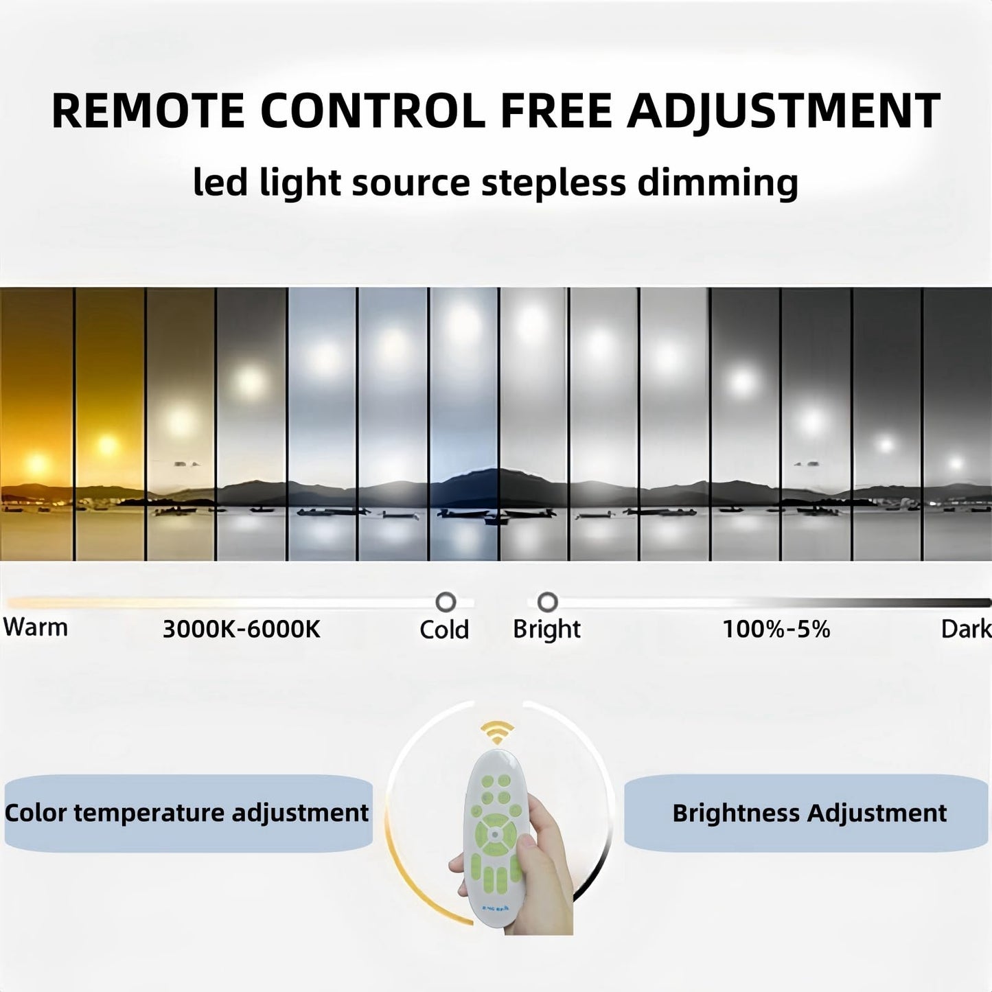 SMG Modern LED Ceiling Light Fixture 65W Dimmable Remote Control 43in Black Flush Mount Chandelier Model 6601