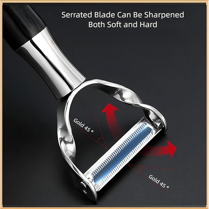 Peeler Sharp Stainless Steel Blade and Anti-slip Wooden Handle – Efficient Kitchen Gadget for Vegetables, Fruits, Potatoes, Carrots, and Apples