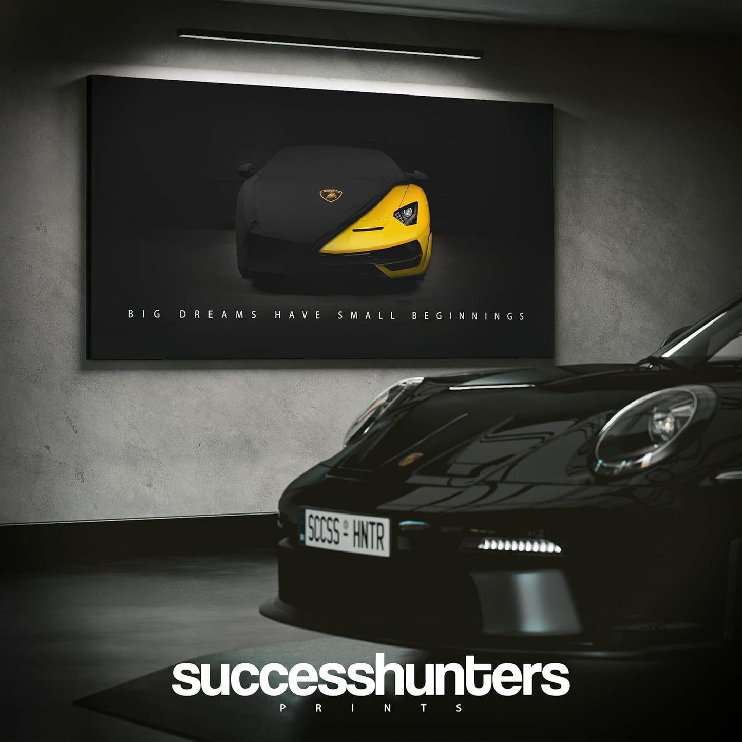 Motivational Wall Art for Office, Super Car Art Canvas, Inspirational Automotive Decor for Lamborghini Sportscar Lovers, Motivational Wall Decor for Office and Home, Inspiring Car Poster (30 X 15 in)